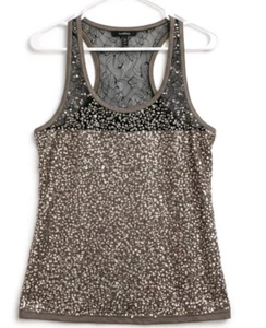 K.S. Camiseta sin mangas Berr Lentejuelas L Champagne Negra Ombre Cuentas Fiesta Año Nuevo Vacaciones - Imagen 1 de 13