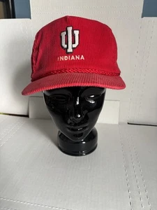 Vintage NCAA Indiana Hoosiers IU Hat Cap Rope Strapback Corduroy Red - Picture 1 of 7