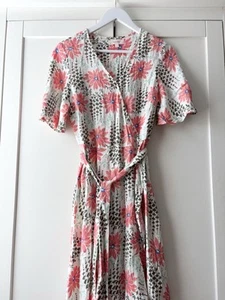 M&S Per Una Cream Pink Mint Floral Wrap Effect Summer dress size 10 - Picture 1 of 12
