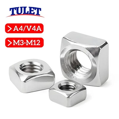Vierkantmuttern DIN 557 Edelstahl A4 V4A M3 M4 M5 M6 M8 M10 M12 Vierkantmutter - Bild 1 von 4