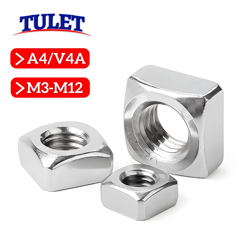 Vierkantmuttern DIN 557 Edelstahl A4 V4A M3 M4 M5 M6 M8 M10 M12 Vierkantmutter - Bild 1 von 4
