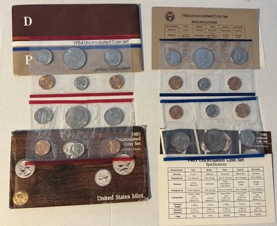1984 & 1985 Uncirculated Mint Sets in OGP -- 20 coins TOTAL - Image 1 of 2