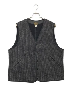 RRL RALPH LAUREN men's wool-cotton vest size XL gray 2pocket stylish USED - Picture 1 of 5