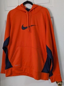 NIKE THERMA-FIT Hoodie Herren XL Orange Navy Stickerei Logo Taschen Pullover  - Bild 1 von 13