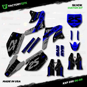 Gray & Blue Slick Racing Graphics Kit fits 06-08 Kawasaki Kxf250 Kxf 250 Decal - Picture 1 of 5