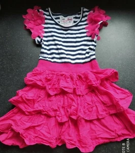 Primark Girls Pink & Blue Stripped Frilly Dress Age 2-3 Yrs Excell Condition - Picture 1 of 6