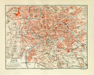 Rom historischer Stadtplan Karte Lithographie ca. 1907 antike Stadtkarte - Bild 1 von 11
