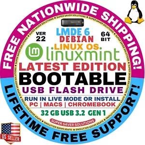 Linux COMO NUEVO 22 USB FAYE LMDE-6, 64 bits, arranque en vivo, instalación completa para MAC, PC - Imagen 1 de 7