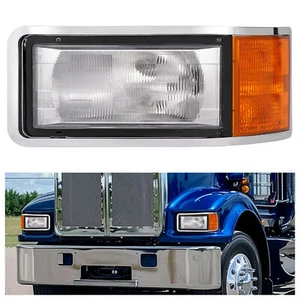Halogen Left Headlight W/Bezel For Mack CL600/700 CH600 CH612 CH613 1990-07 SBA - Picture 1 of 18