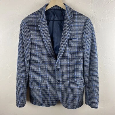 Blazer Scotch & Soda Pata de Gallo Algodón Azul Gris Mediano Abrigo Deportivo Foto 1 de 4