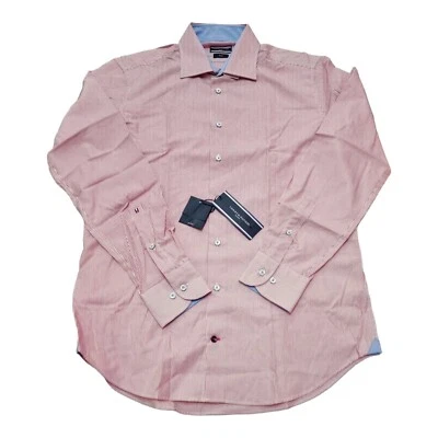 TOMMY HILFIGER Johnny Striped Shirt Fitted Size 40 Red/White Mens Long Sleeve👌 - image 1 of 4