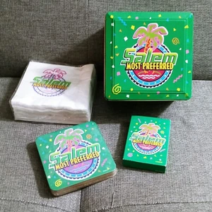 Vtg Salem Cigarettes Tin Playing Cards Coasters Cocktail Napkins Party New Set - Picture 1 of 8