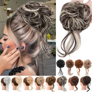 Pieza de pelo ondulada Messy Bun goma para el cabello como pelo real Dutt extensión de cabello ondulada - Imagen 1 de 37