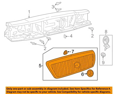 Parrilla del panel frontal Mercury Ford OEM 06-11 Grand Marquis 6W3Z8200AA Foto 1 de 2
