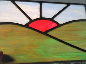 Panel de ventana colgante de vitral hecho a mano de 10"x6" de colección atardecer amanecer imagen - Imagen 1 de 17