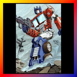 OPTIMUS PRIME Signed ART PRINT E J Su TRANSFORMERS Action Pose AUTOGRAPHED New - Picture 1 of 1
