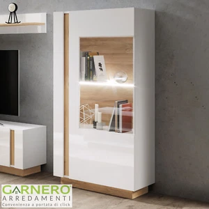 Vetrina soggiorno salotto cucina NOA Gihome ® bianco moderna design ripiani - Foto 1 di 5
