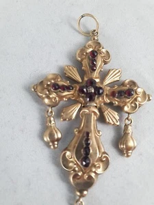 Großer Antiker Kreuz Ochsenfurter Tracht  Anhänger um 1880 - Bild 1 von 7