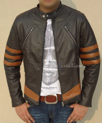 XMEN 1 Wolverine Marrón Motociclista Chaqueta de Cuero Todas las Tallas Halloween Disfraz Logan Foto 1 de 4