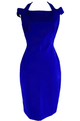 Lauren Ralph Lauren Cold Shoulder Halter Sheath Dress Size 8 Royal Blue - image 1 of 4