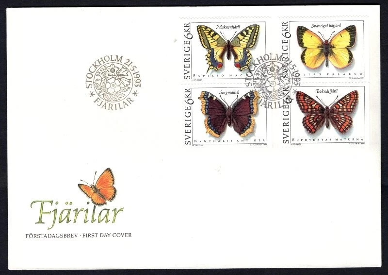 Sweden 1993 insects - butterflies - animals - nature MNH FDC - Image 1 of 1