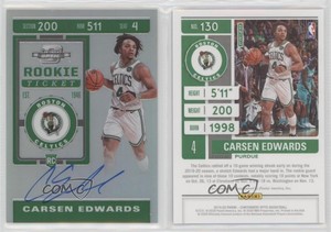 2019-20 Panini Contenders Optic Ticket Carsen Edwards #130.1 Rookie Auto RC