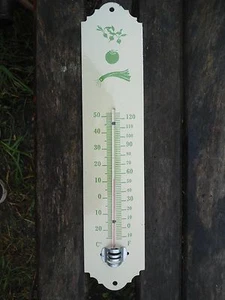 THERMOMETRE EMAILLE 30cm JARDIN NEUF EMAIL VERITABLE 800°C FABR. EN FRANCE PROMO - Bild 1 von 2