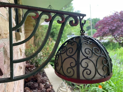 古董艺术装饰滚动铁壁挂灯灯壁灯罕见 — 第 1/4 张图片