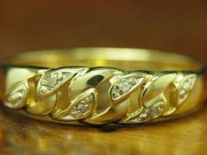 Anillo de oro amarillo 14kt 585 con diamantes engastados / 2,2g / RG 59,5 - Imagen 1 de 6