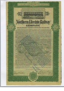 NORTHERN ELECTRIC RAILWAY CO....1907 FIRST AND CONSOLIDATED MORTGAGE GOLD BOND - Picture 1 of 1