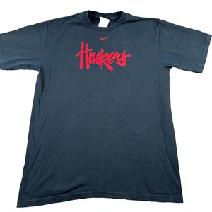 Nike Shirt Mens Medium Black Cotton Graphic Nebraska Cornhuskers Football Team - Picture 1 of 8