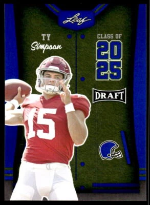 2023 Leaf Draft Blue  85 Ty Simpson  Class of 2025 Rc - Image 1 of 2