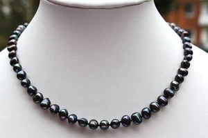 45cm   in Tahiti-Schwarz Süßwasser Perlen Schmuck Echtschmuck Halskette bnvgh - Bild 1 von 1