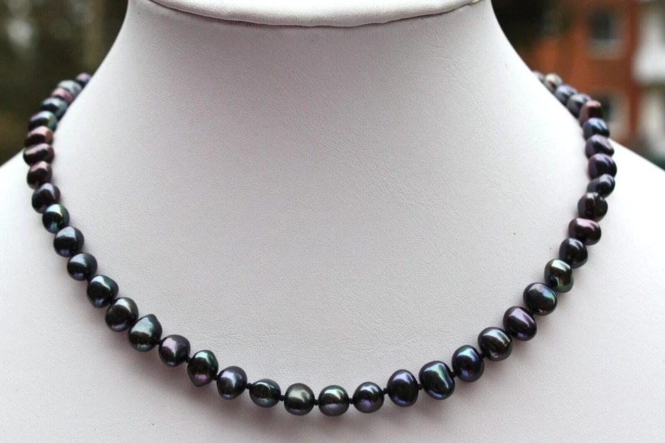 45cm   in Tahiti-Schwarz Süßwasser Perlen Schmuck Echtschmuck Halskette bnvgh - Bild 1 von 1