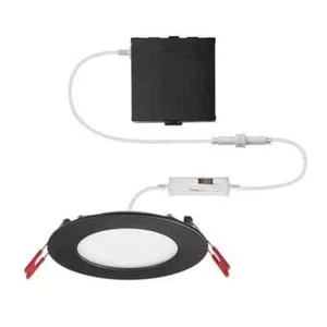 Commercial Electric Ultra Slim Integrated LED 4 in Round Adj Color, Matte Black - Picture 1 of 6