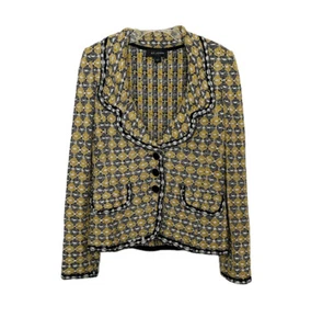 St. John Tweed Ribbon Knit Blazer Jacket Yellow/Black Size 4 - Picture 1 of 7