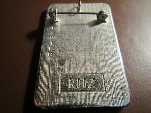 Vintage 1970's Charles Of The Ritz Art Deco Black Enamel & Pewter Pin/Pendant - Picture 1 of 2