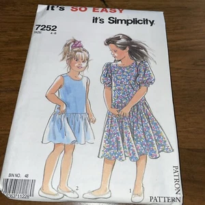 SIMPLICITY 7252 CHILDREN'S GIRLS DRESSES SIZE 4-8 Uncut - Picture 1 of 2