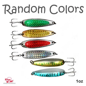 5 Stück Angeln 1 Unze Spoon Jig Drillinge Haken Casting Trolling Spoons zufällige Farbe Mix - Bild 1 von 12
