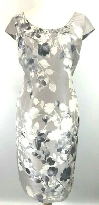 Abito Jacques Vert 12 14 grigio argento perline floreali mamma sposa nuovo - Immagine 1 di 4