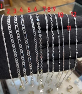 Tobillera de plata de ley 925 de 10 pulgadas para mujer Spiga Curb Figaro Singapur cuentas de disco - Imagen 1 de 15