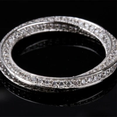 Anillo Mobius Banda Oro Blanco Relleno Compromiso AAA CZ Banda Joyería Anillo Talla 5-9.5 Foto 1 de 4