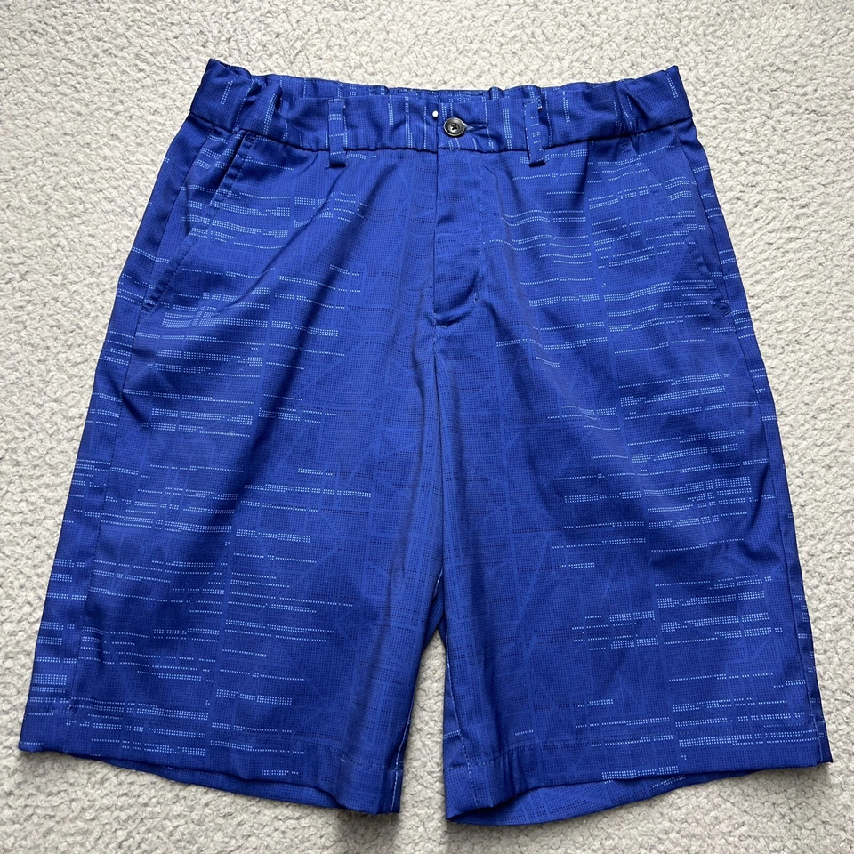 Шорты Slazenger для мальчиков молодежные большие синие в полоску для гольфа 10 дюймов внутренний шов регулируемая талия - Изображение 1 из 4