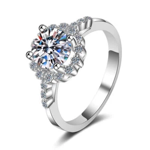 Alianza de boda de moissanita de 1 quilate, anillos de boda para mujer D VVS1 de plata de ley 925 - Imagen 1 de 11