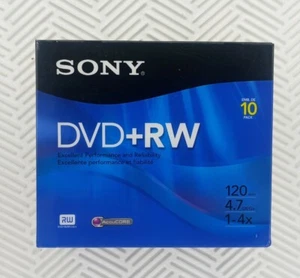 NEW Sony DVD+RW ReWritable 10 Pack 120 Min 4.7 GB Go 1x-4x - Photo 1/2