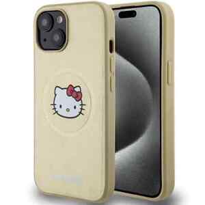 Etui Hello Kitty Leather Kitty Head MagSafe na iPhone 15 - złote