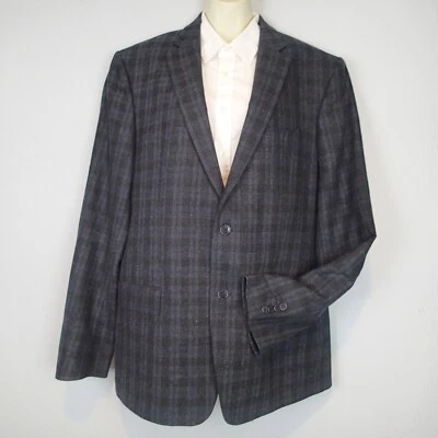 Versace Collection charcoal  navy blue Plaid Wool Sport Coat 44L jacket - Image 1 of 4