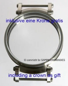 48,7mm STEEL MATTE CASE f LEPINE WATCH MOVEMENT (42-44mm) NARDIN UNION MOSER etc - Picture 1 of 9