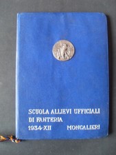 LIBRETTO E CUSTODIA CALENDARIO 1934 SCUOLA ALLIEVI UFFICIALI FANTERIA MONCALIERI