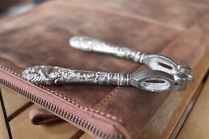 1902 ANTIQUE SOLID SILVER NUT CRACKERS - CRISFORD & NORRIS - Picture 1 of 18